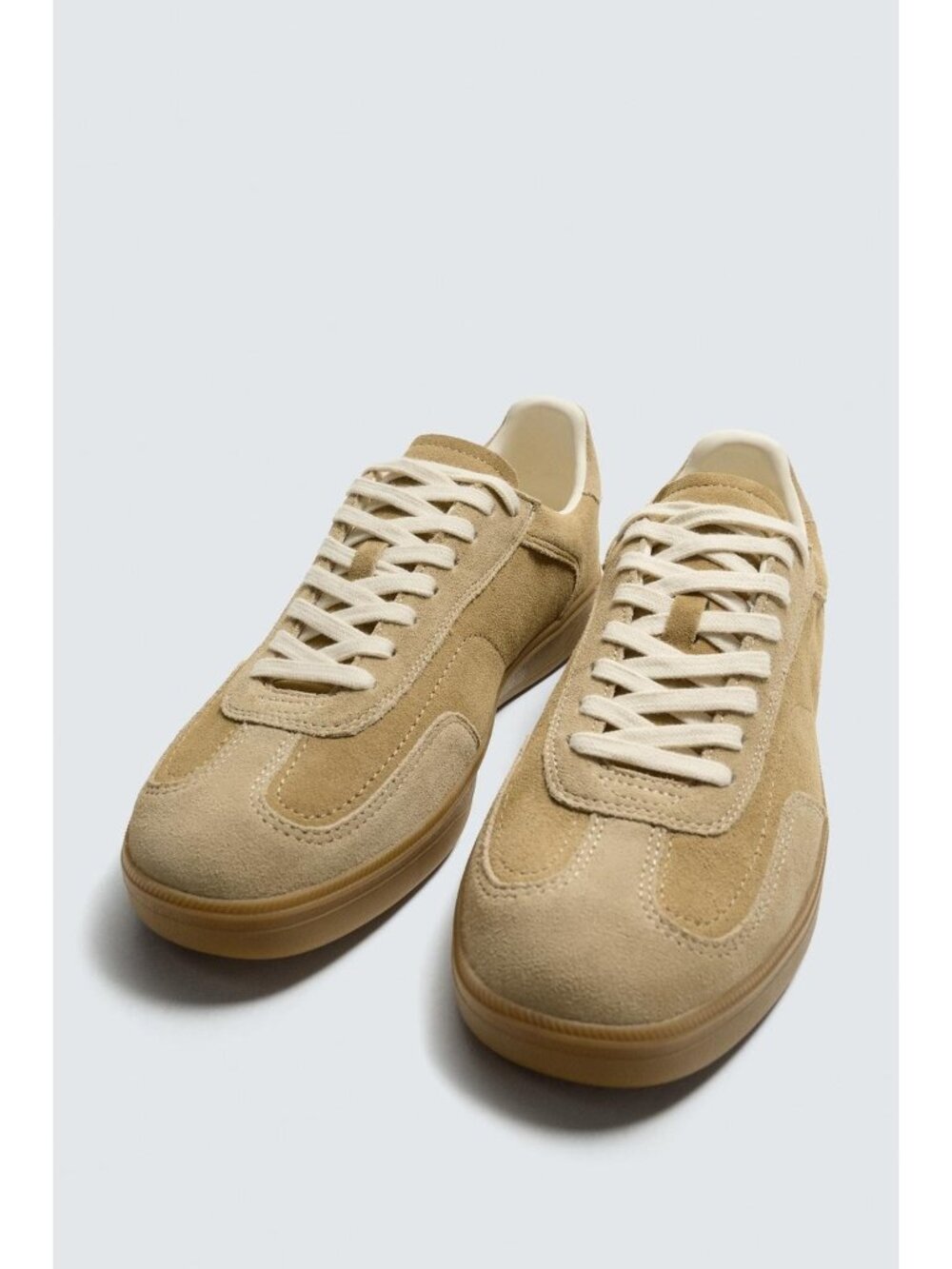 Zara Mens Leather Sneakers EU 45 US 12 Sand Brown Contrast Sole 2288/620 NWOB